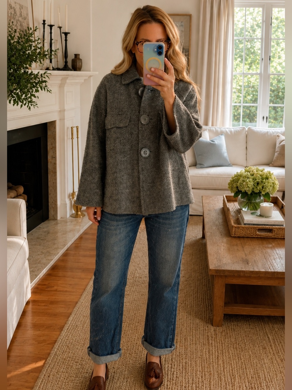 Boiled Wool Swing Jacket Grey